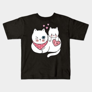 Love Mom And Baby Cat Kids T-Shirt